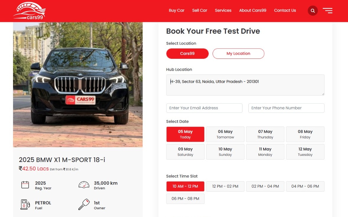 Book Test Drive for Used Cars in Noida